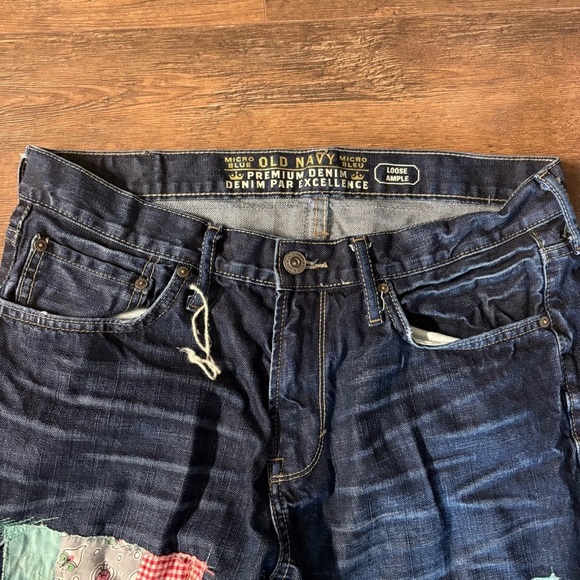Old Navy Premium low rise loose fit patchwork denim jeans - Picture 3 of 4